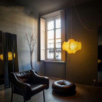Ultra-Modern Down Lighting Silk Hanging Light Fixtures for Living Room Bedroom