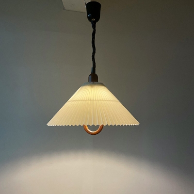 Wood Cone 1 Light White Hanging Pendant Lights Modern Suspension Lamp for Bedroom