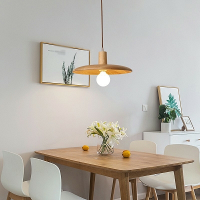 Wooden Suspension Pendant 1 Light Hanging Light Fixtures for Living Room