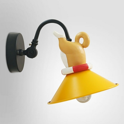 1-Light Sconce Light Fixture Kids Style Cone Shape Metal Wall Mounted Lamps