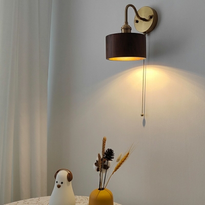 1-Light Sconce Lights Minimalism Style Cylinder Shape Wood Wall Lighting Ideas