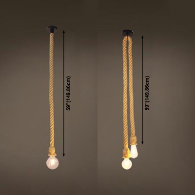 2-Light Ceiling Light Industrial Style Liner Shape Rope Hanging Pendant Lamp