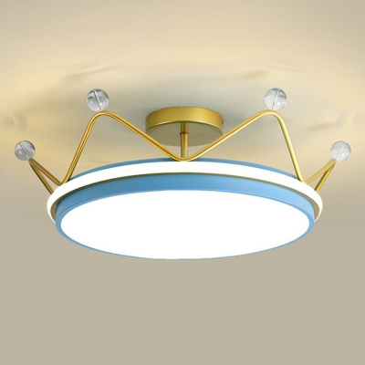 2-light Flush Mount Lighting Kids Style Crown Shape Metal Ceiling Mounted Fixture