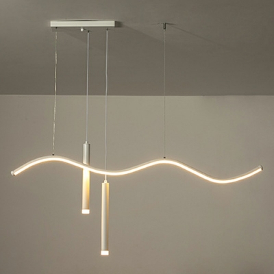3 Lights Curve Shade Hanging Light Modern Style Acrylic Pendant Light for Living Room