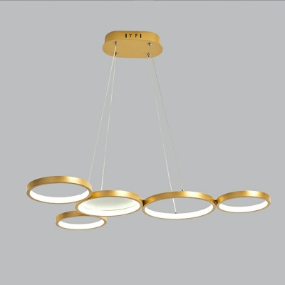 5-Light Chandelier Lighting Minimalist Style Ring Shape Metal Hanging Light Kit