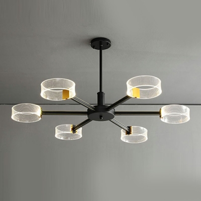 6-Light Pendant Lighting Contemporary  Style Circle Shape Metal Third Gear Light Ceiling Hung Fixture