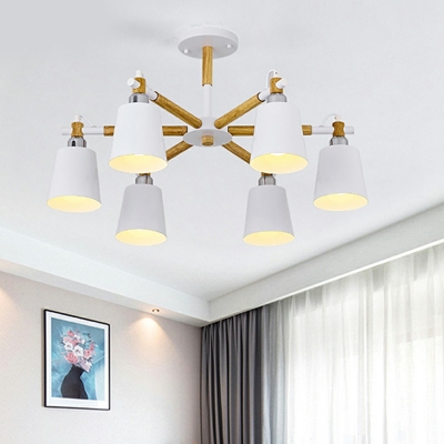 8-Light Hanging Ceiling Light Modern Style Cone Shape Metal Chandelier Lighting