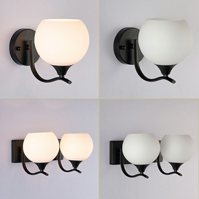 Black Ball Wall Sconce Lighting Modern Style Glass 1-Light Sconce Light Fixture