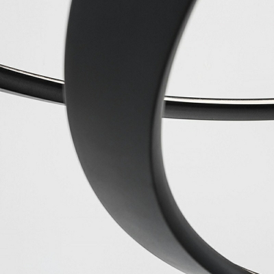 Black Chandelier Lamp Linear Shade Modern Style Acrylic Pendant Light for Living Room