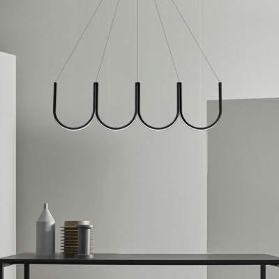 Black Hanging Light Kit U Shade Modern Style Acrylic Pendant Light for Living Room
