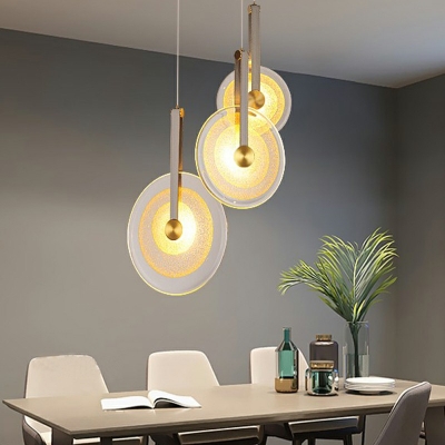 Contemporary Circular Hanging Pendant Lights Metal and Acrylic Hanging Pendant Light