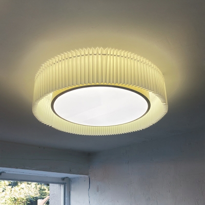 Farbic White Flush Mount Ceiling Lighting Fixture Modern Second Gear LED Close to Ceiling Lamp for Bedroom