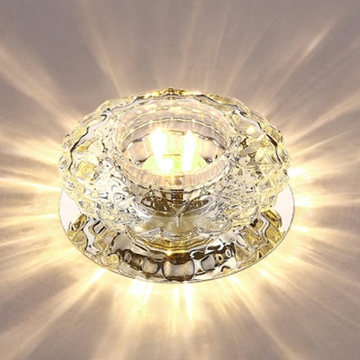 Led Flush Ceiling Lights Round Shade Modern Style Crystal Led Flush Light for Dining Room