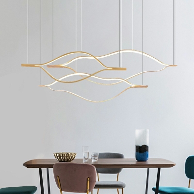 Metal Acrylic LED Hanging Light Nordic Style Linear Pendant Light for Dinning Room