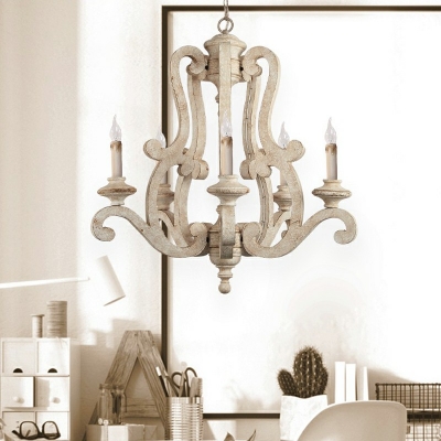 Modern Style Wood Pendant Light 5 Lights Nordic Style Minimalism Chandeliler Light for Living Room