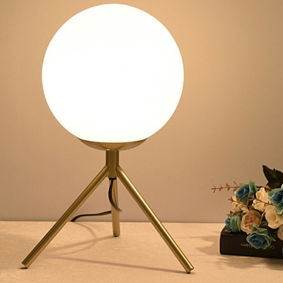 Simplicity Geometric Small Desk Task Lighting White Glass Nightstand Lamp