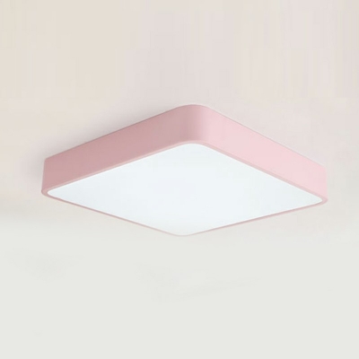 Square LED Light Macaron Flush Mount Ceiling Fixture Modern Nordic Style Close to Ceiling Lamp for Bedroom