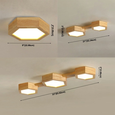 Third Gear Flush Mount Fixture Wood Flush Mount Ceiling Lamp for Living Room Dining Room