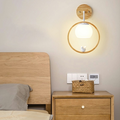 Wood Japanese Style Wall Sconce Light Modern Style Minimalism Wall Light for Bedside