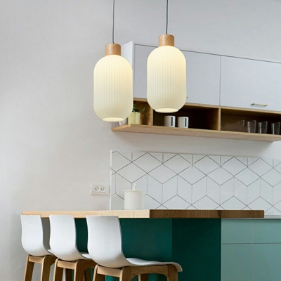 Wooden Suspension Pendant White Color Hanging Light Fixtures for Living Room