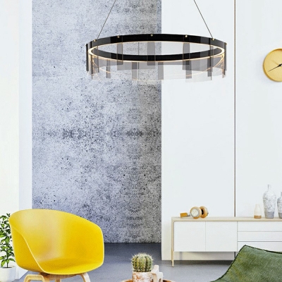 1-Light Chandelier Lighting Modern Style Circle Shape Metal Warm Light Hanging Lamp