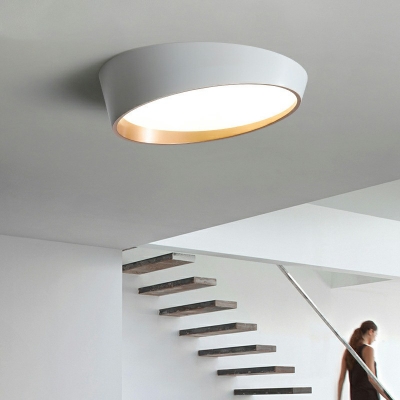 1-Light Round Flush Mount Ceiling Light Modern Style Metal Flush Light in Grey