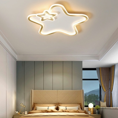 2-Light Flush Mount Light Fixture Kids Style Star Shape Metal Ceiling Lighting