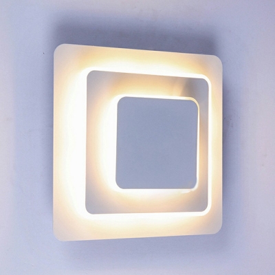 3 Lights Square Sconce Light Fixture Modern Style Metal Wall Light Fixture in White