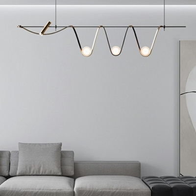 4 Lights LED Pendant Light Modern and Simple Linear Celling Light for Dinning Room