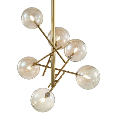 6-Light Chandelier Lighting Fixture Minimalist Style Globe Shape Metal Hanging Lamps