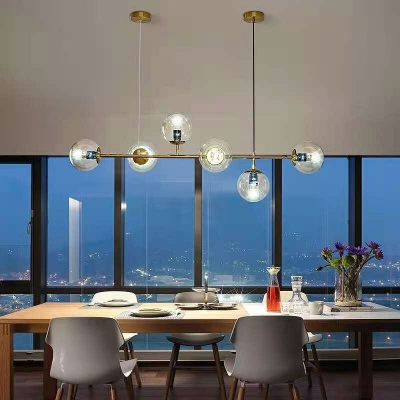6-Light Island Ceiling Light Modernist Style Ball Shape Metal Hanging Lights