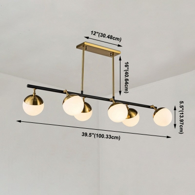 6-light Island Lamp Fixture Simplicity Style Ball Shape Metal Pendant Lighting
