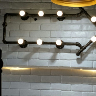 8-Light Sconce Lights Vintage Style Water Pipe Shape Metal Steampunk Wall Light