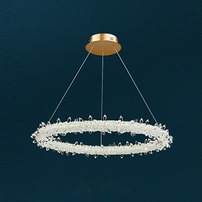 Contemporary Crystal Prisms Ceiling Suspension Lamp Round Suspended Lighting Fixture