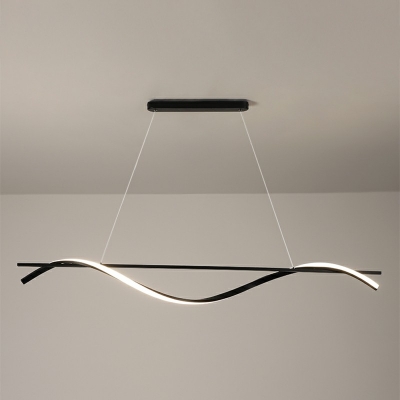 Contemporary Curl Island Chandelier Lights Metal Ceiling Pendant Light