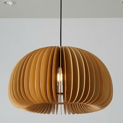 Contemporary Drop Pendant Wood Material Suspension Pendant for Living Room