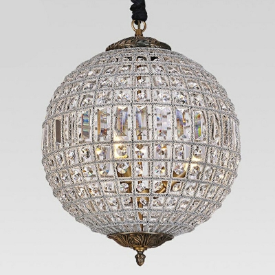 Hanging Light Kit Globe Shade Modern Style Crystal Pendant Lighting for Living Room