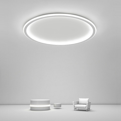 Metal Round Flush Mount Ceiling Light Modern Style 1-Light Flushmount in White