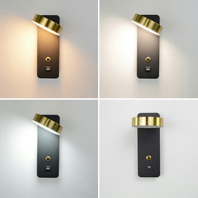 Modern Style Drum Wall Light Fixture Acrylic 1 Light Sconce Light Fixture in Brass