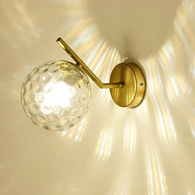 Modern Style Round Wall Sconce Lighting Metal 1 Light Wall Sconce Lighting in Brass