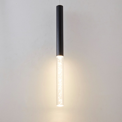 Modern Style Tube Pendant Light Metal 1-Light Pendant Lighting in Black
