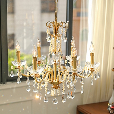 Pendant Light Fixture Candle Shade Modern Style Crystal Suspension Light for Living Room