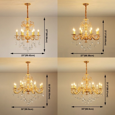 Suspension Light Candle Shade Modern Style Crystal Hanging Lamp Kit for Living Room