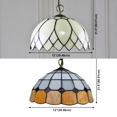 Suspension Light Semicircular Shade Modern Style Glass Pendant Light Kit for Living Room