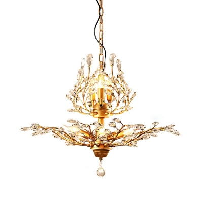 Traditional Style Rounded Chandelier Lighting Fixtures Glass 7 Lights Chandelier Pendant Light in Gold