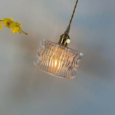 1-Light Pendant Lighting Minimalism Style Cylinder Shape Glass Hanging Lamp Kit