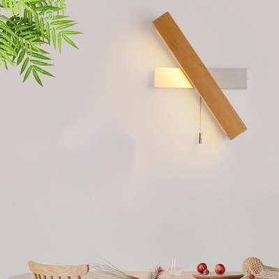 1 Light Rectangle Shade Wall Sconce Lighting Modern Style Wood Led Wall Sconce for Living Room Third Gear