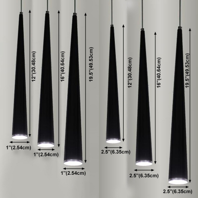 1 Light Tapered Pendant Lighting Modern Style Metal Pendant Light Kit in Black Neutral Light