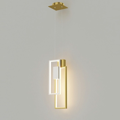 2-Light Pendant Lighting Simplicity Style Rectangle Shape Metal Hanging Ceiling Light