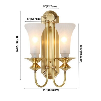 2-Light Sconce Light Traditional Style Bell Shape Metal Wall Mount Lighting